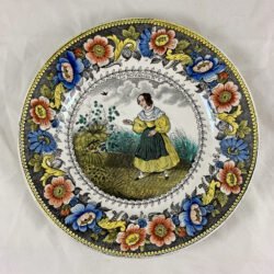 Creil Polychrome Transferware Plate - Le Nid D'Oiseau